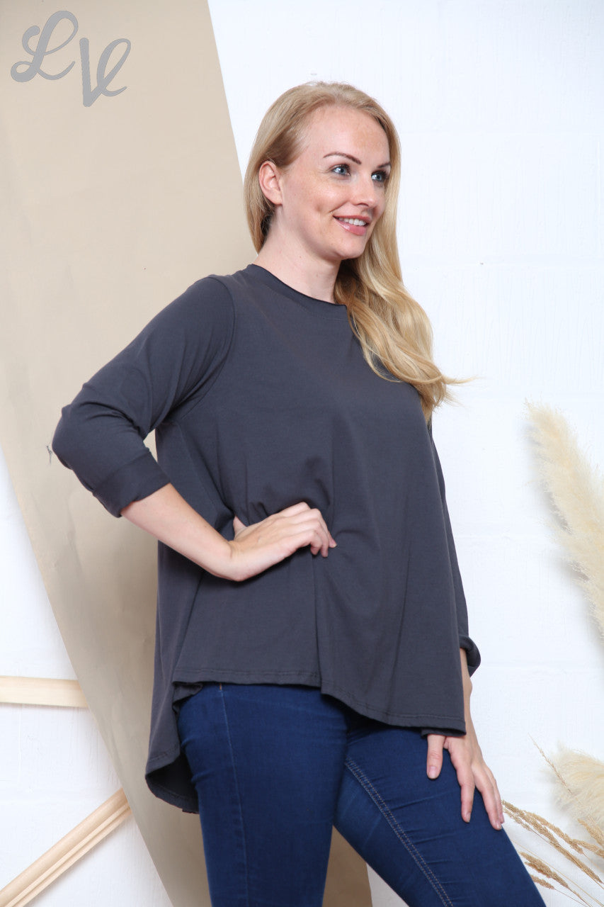 Dames Effen Swingtop Houtskool Stukprijs €7,99