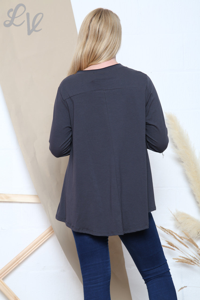 Dames Effen Swingtop Houtskool Stukprijs €7,99