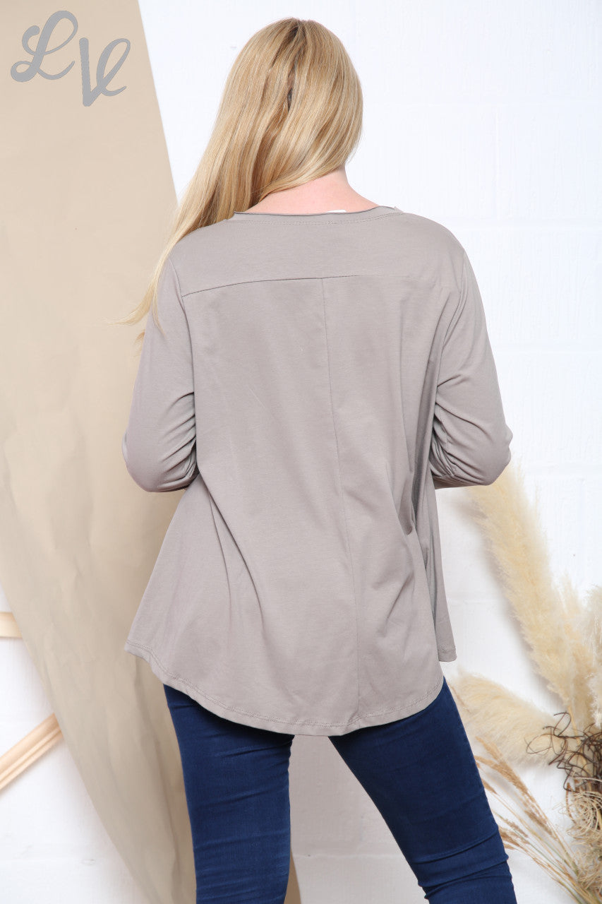 Ladies Plain Swing Top Taupe Unit Price £7.99