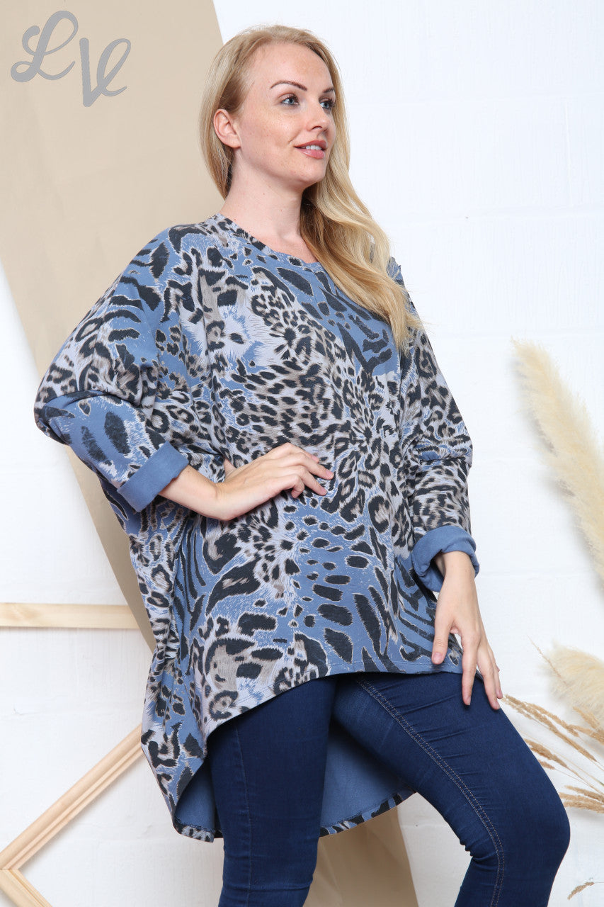 Dames Tuniek Top met Dierenprint Mix Denim Stukprijs €13,99