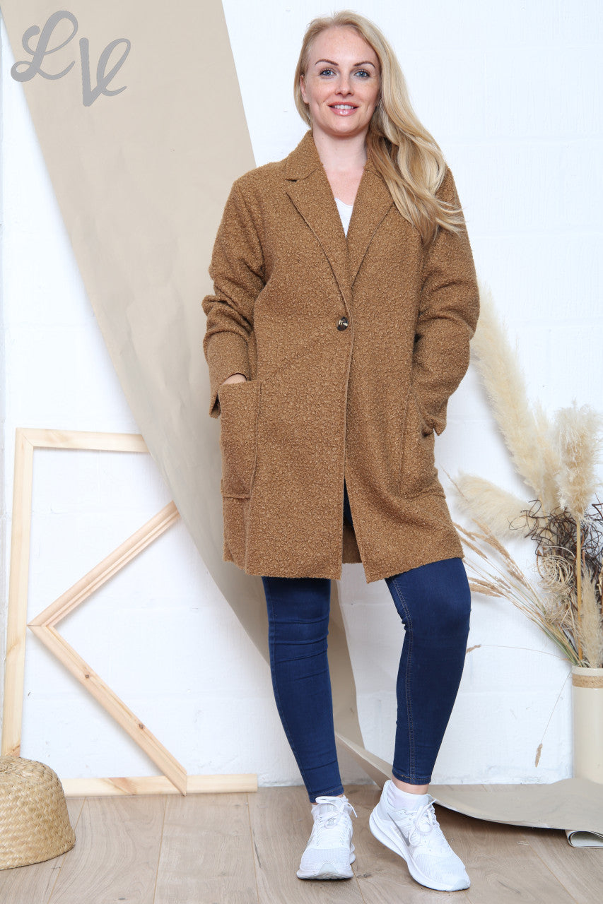 Ladies Teddy Bear Wool Blend Jacket Tan Unit Price £16.99