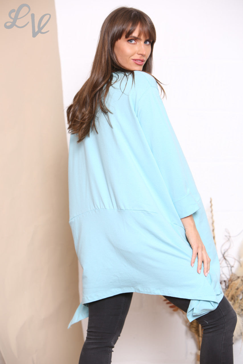 Ladies Plain Pocket Front Sweatshirt Top Tiffany