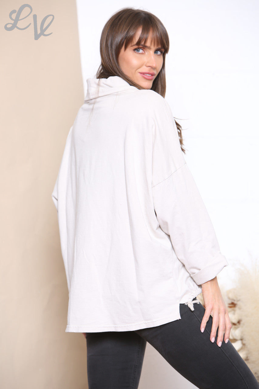 Ladies Script & Heart Graphic Sweatshirt Top Stone