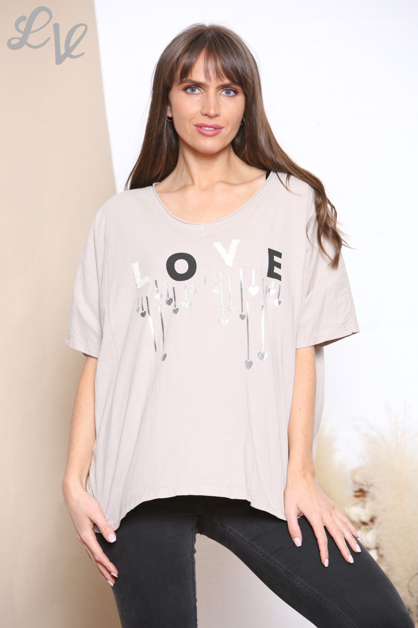 Ladies LOVE Lettering Top Stone