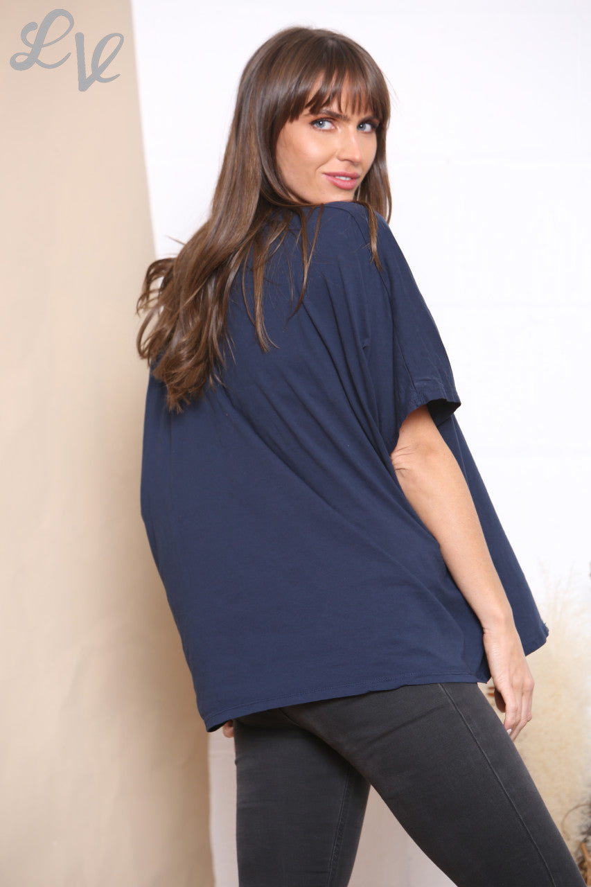 Ladies LOVE Lettering Top Navy