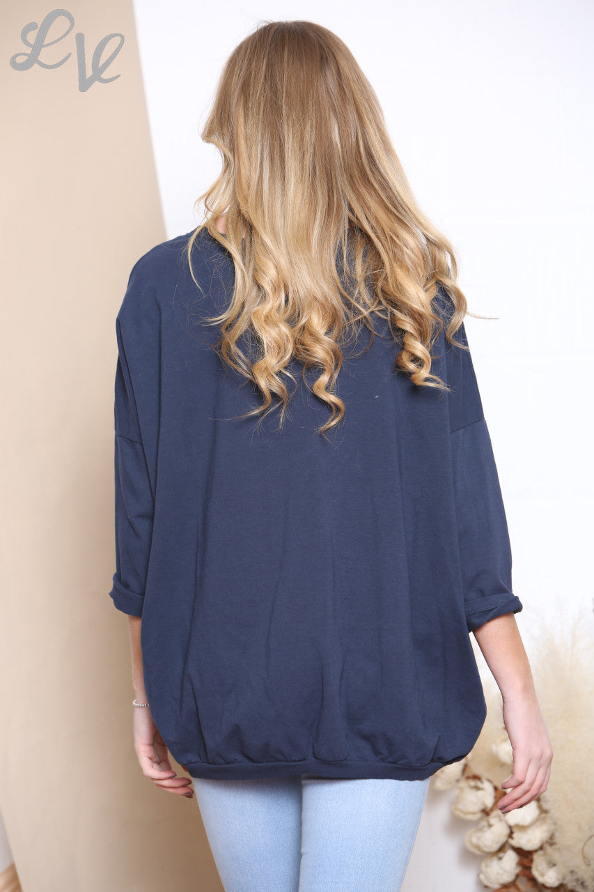 Dames Sweater Top met Hart Graphic Navy