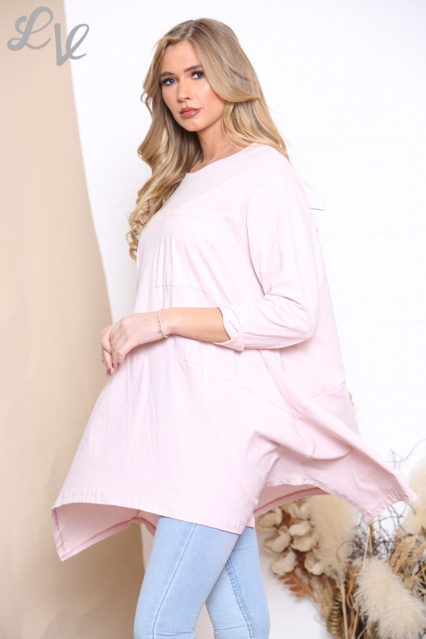 Dames Effen Zak Voor Sweatshirt Top Oudroze