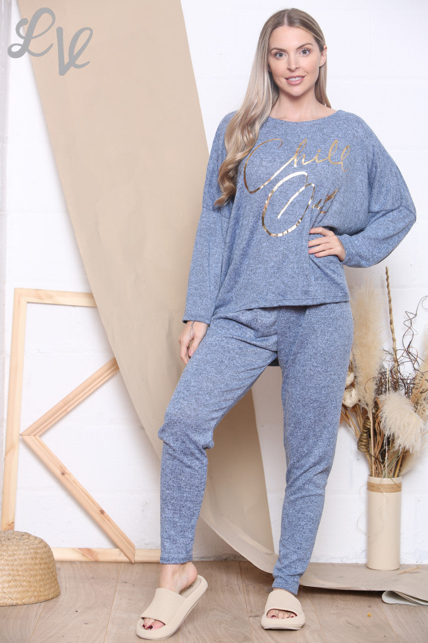Ladies Chill Out Loungewear Set Denim Unit Price WAS £16.99 NOW £8.99