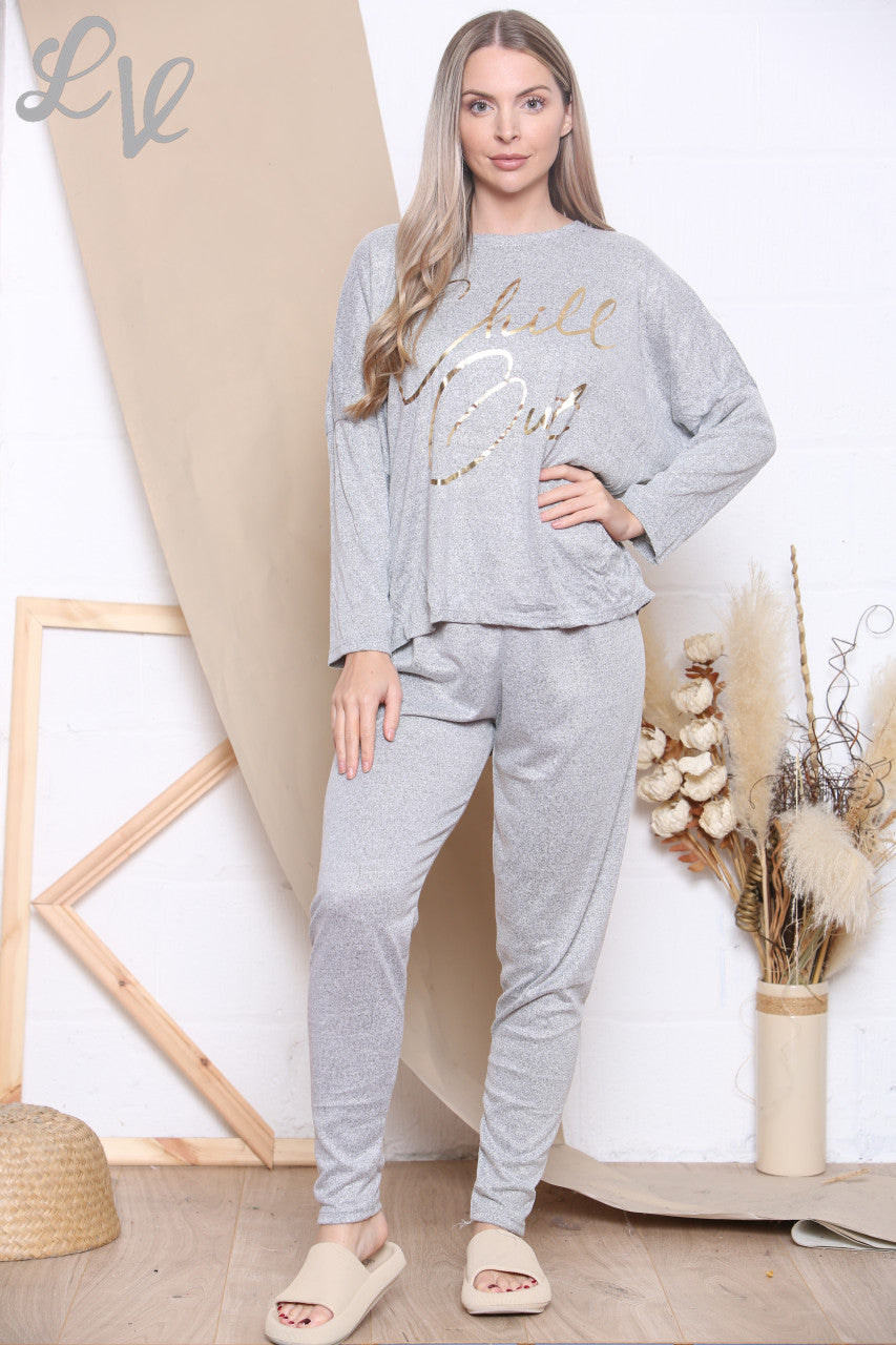 Ladies Chill Out Loungewear Set Grey Unit Price WAS £16.99 NOW £8.99