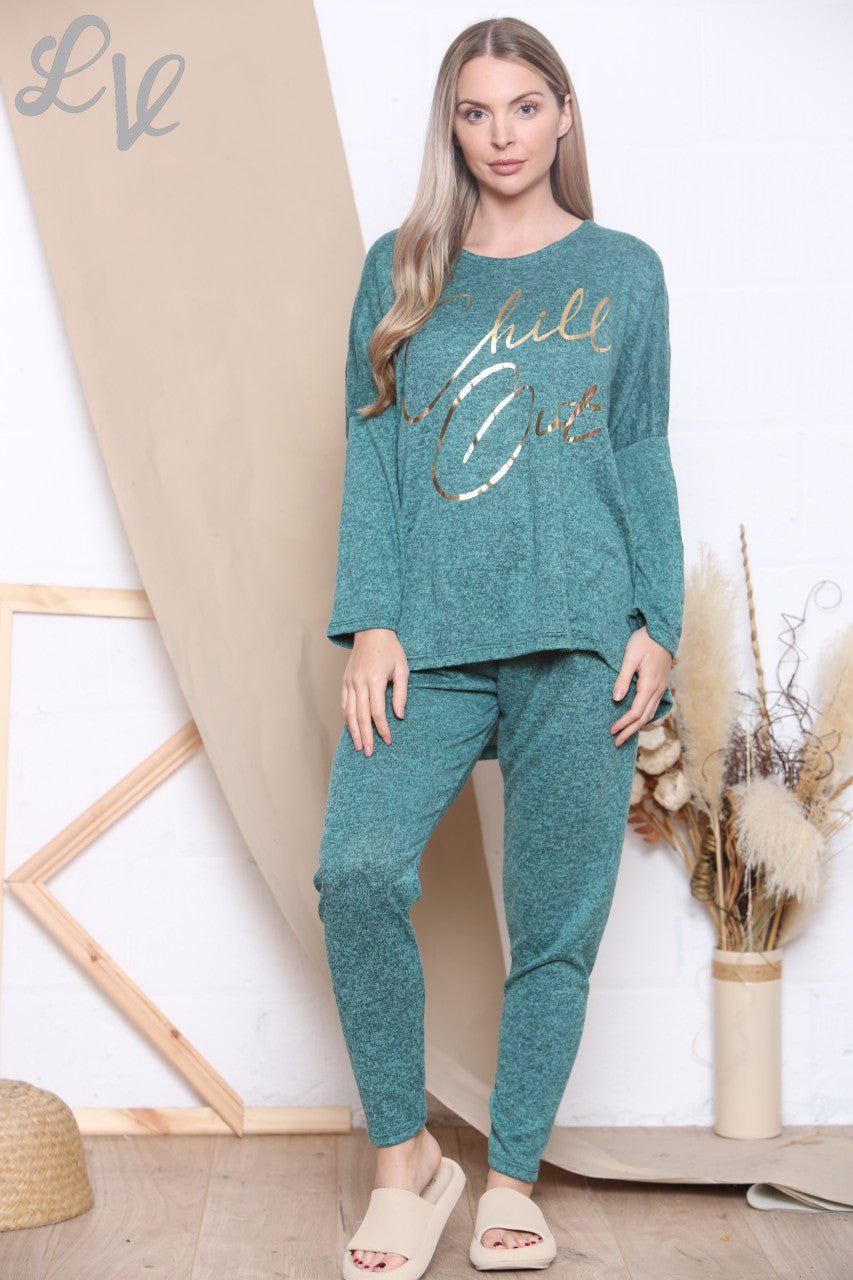 Ladies Chill Out Loungewear Set Teal Unit Price WAS £16.99 NOW £8.99