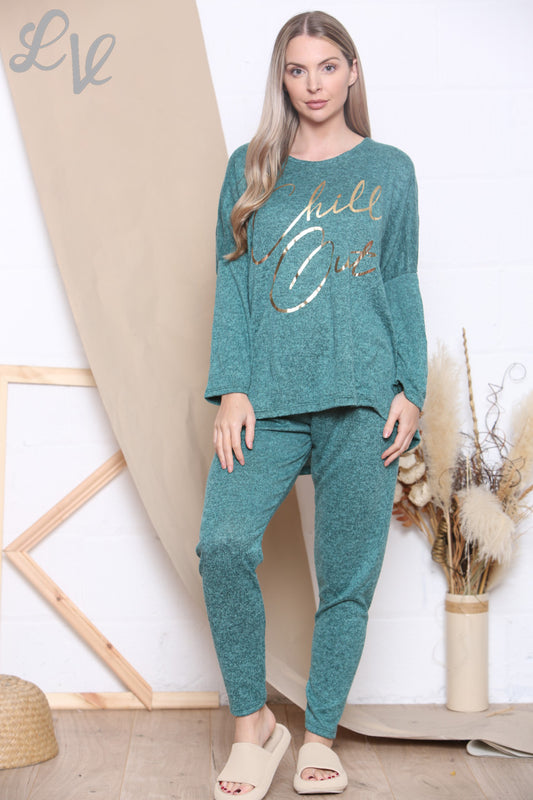 Ladies Chill Out Loungewear Set Teal Unit Price WAS £16.99 NOW £8.99