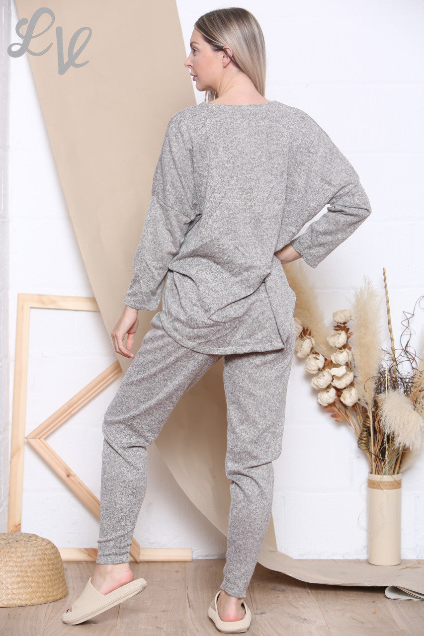 Ladies Chill Out Loungewear Set Stone Unit Price WAS £16.99 NOW £8.99