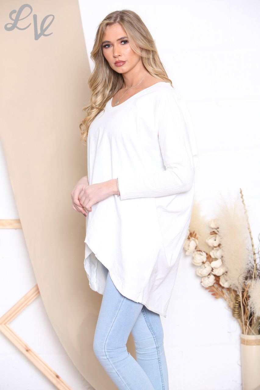 Dames sweatshirt met contrasterende gebreide mouwen Top Wit