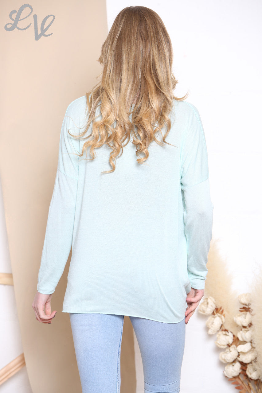 Dames Folie Love Heart Graphic Fijngebreide Top Mint