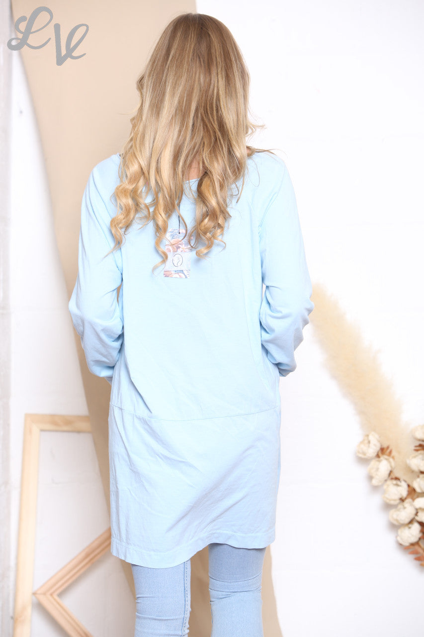 Dames Sequin Tuniek Top met Zakken Hemelsblauw