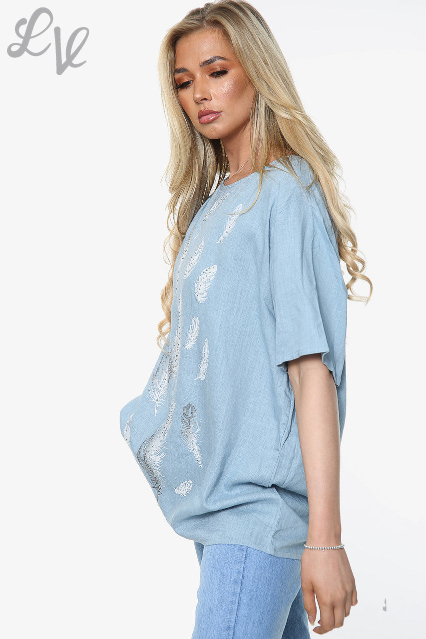 Dames top met verenprint Tiffany Prijs per eenheid € 10,99