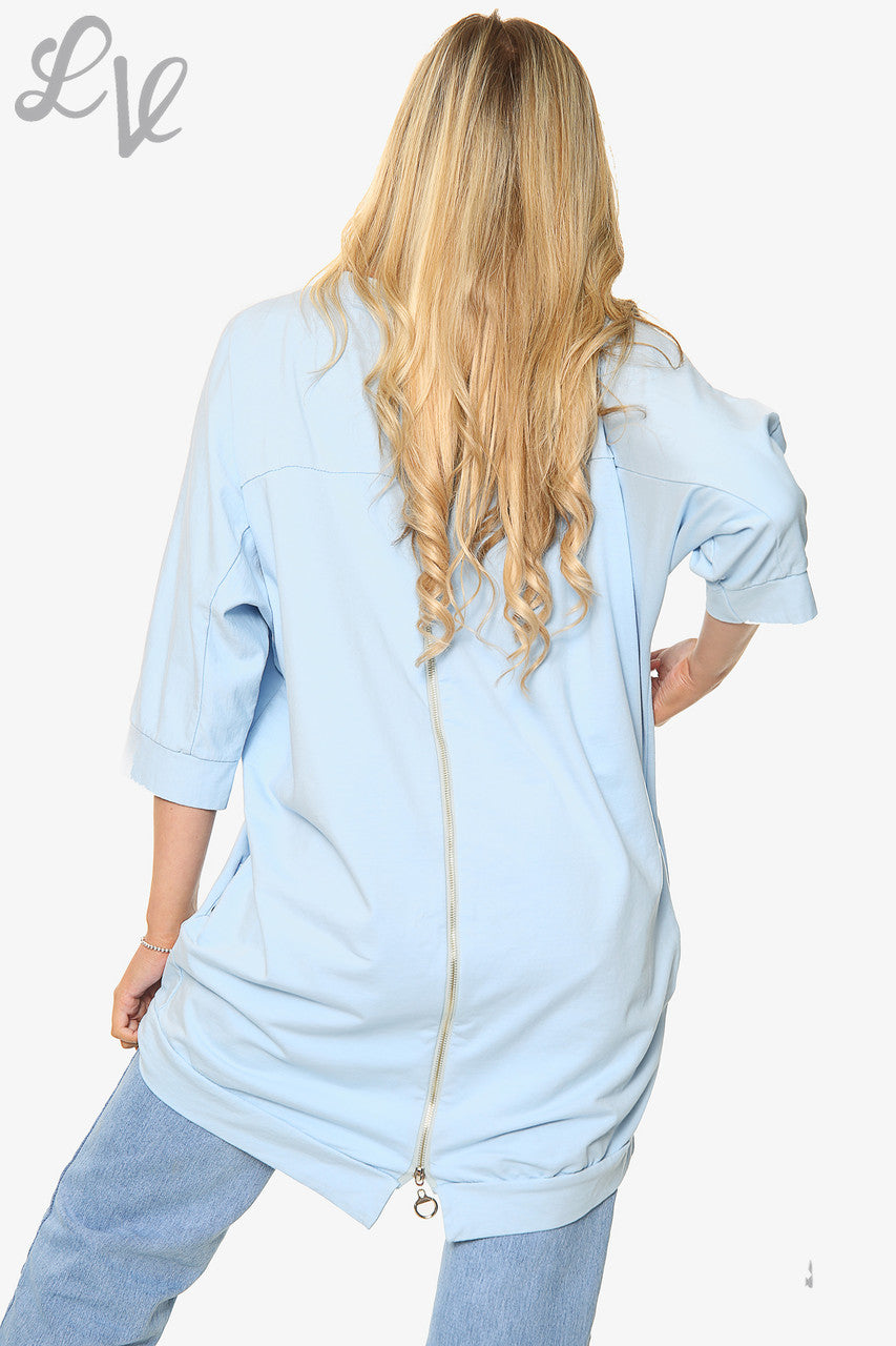 Ladies Skull Heart Graphic Top Light Blue Unit Price £14.99