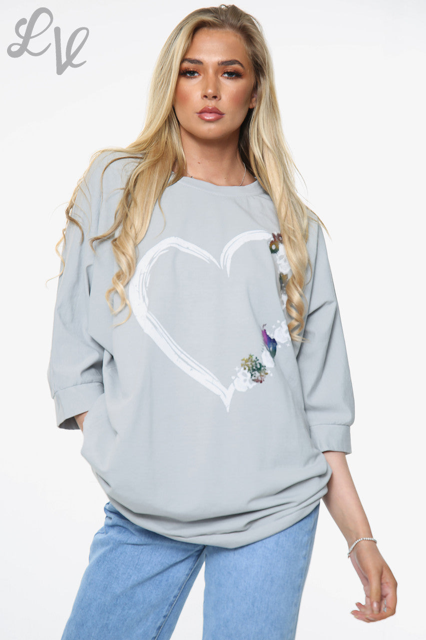 Dames Skull Heart Grafische Top Jeansstukprijs £14.99