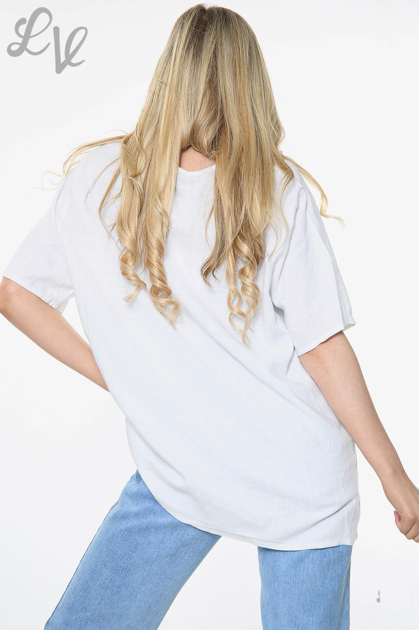Dames top met verenprint Wit Eenheidsprijs € 10,99