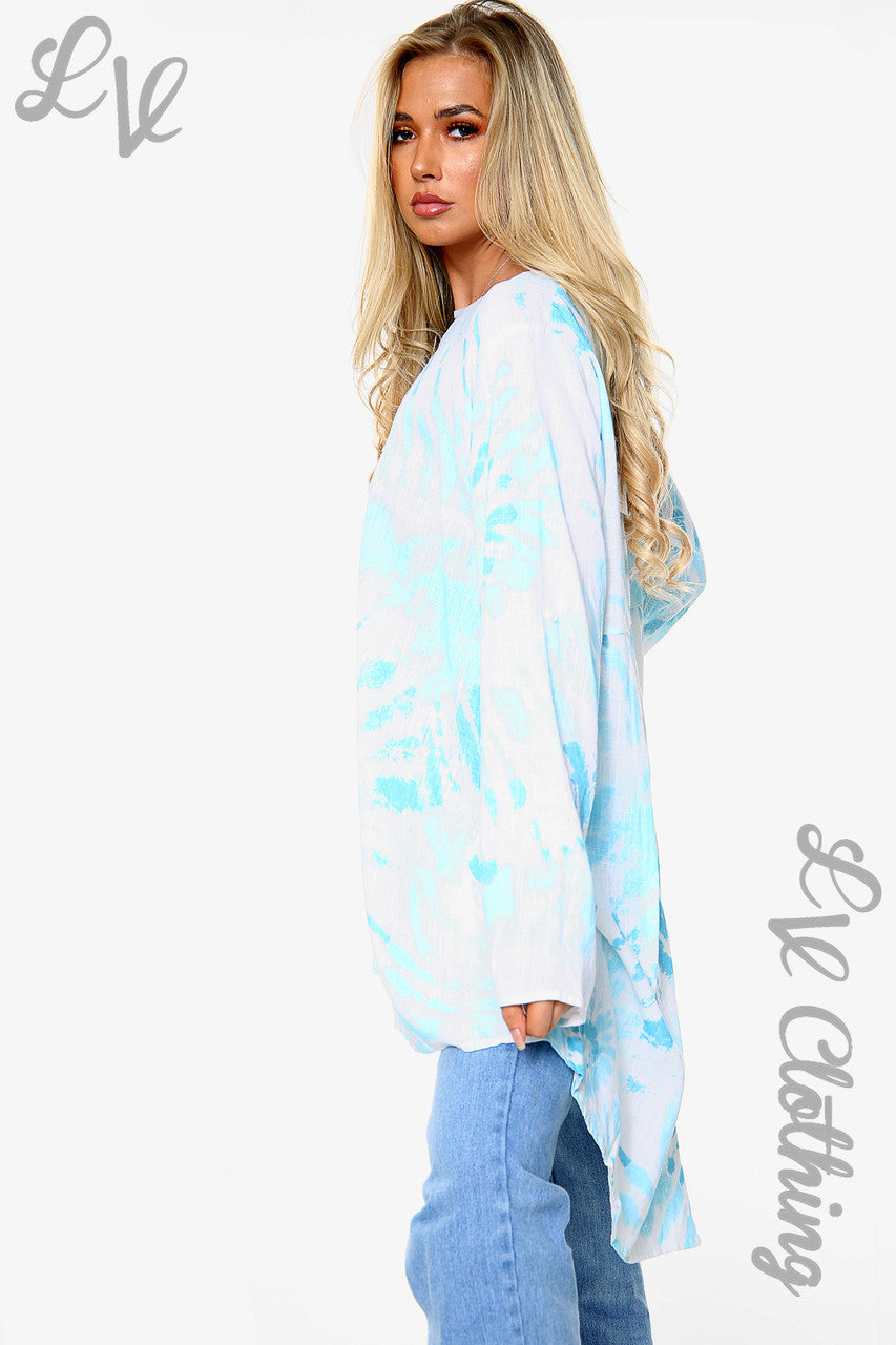 Dames Tie-Dye Swirl Print Tuniektop Met Knoopsluiting Achter Tiffany Stukprijs £ 10,99