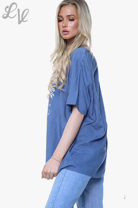 Ladies Tulip Flower Print Top Denim Unit Price £8.99