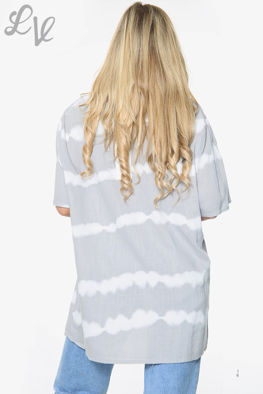 Ladies Tie Dye Stripe Print Top Silver Unit Price £8.99