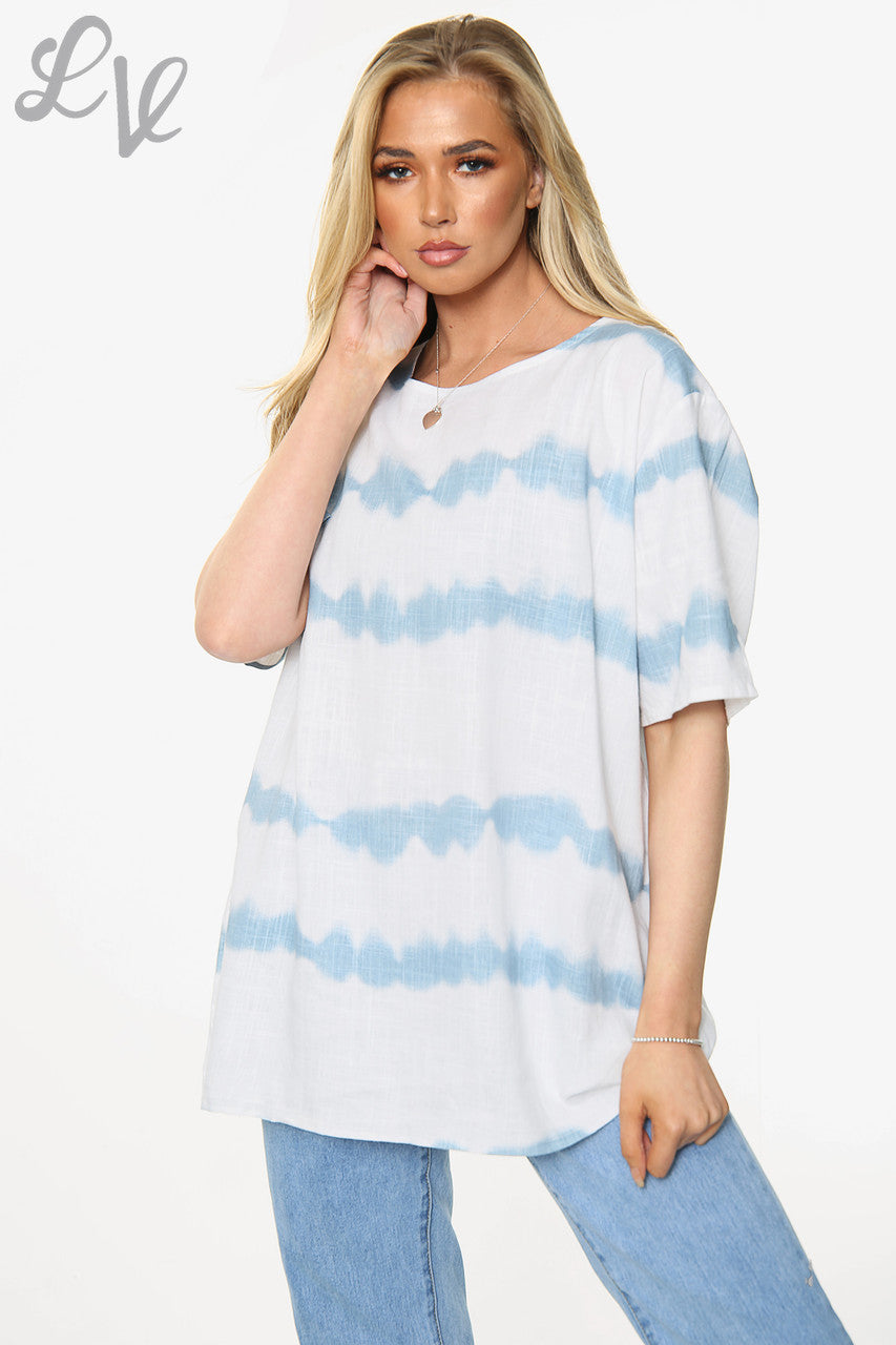 Dames Tie Dye gestreepte top Wit Stukprijs € 8,99