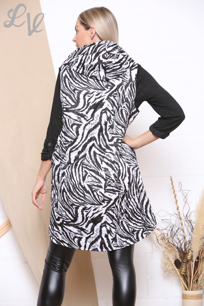 Ladies Animal Print Padded Gilet White Unit Price £24.99