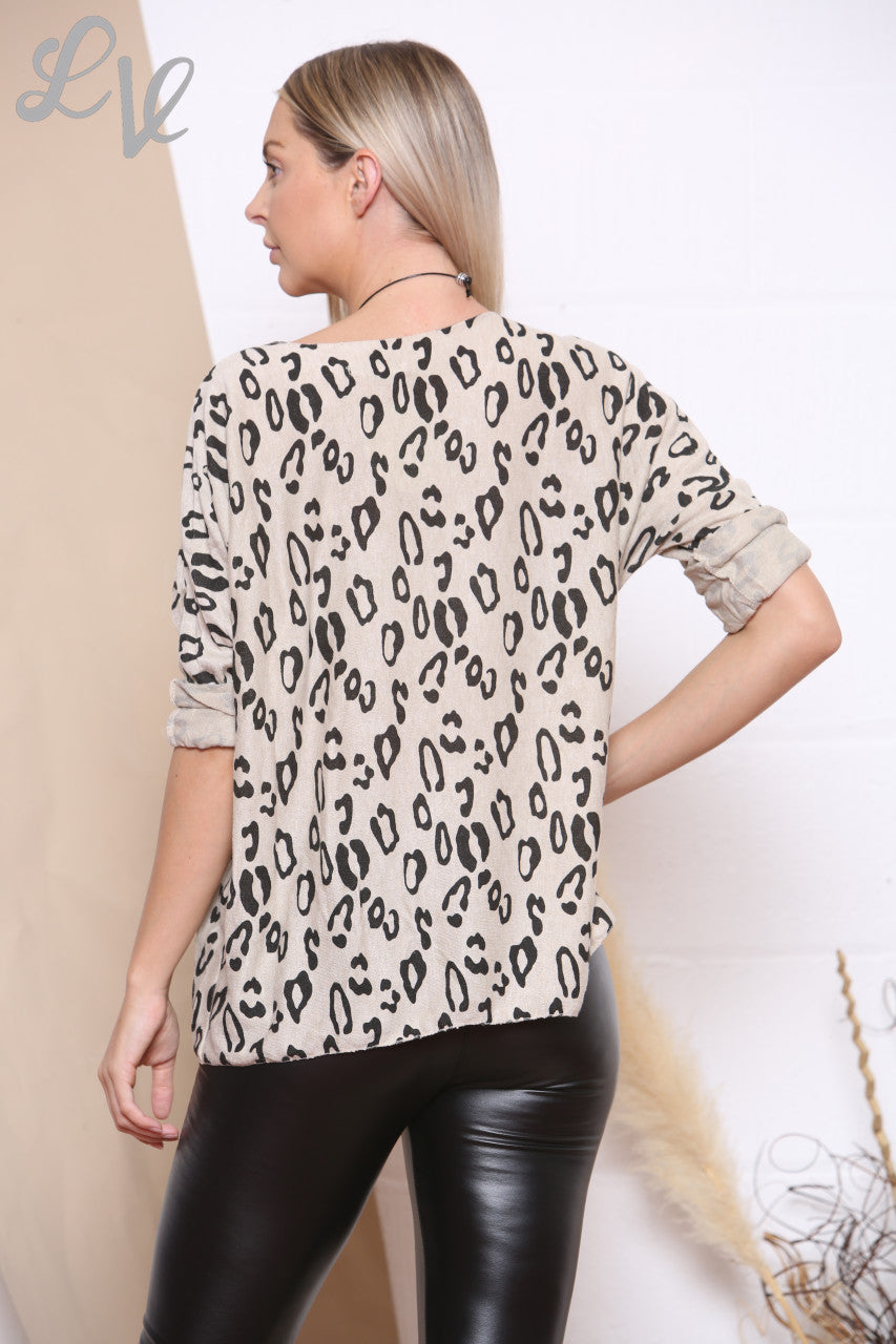 Dames Fijngebreide Top met Dierenprint Roze Per stuk WAS €14,99 NU €7,99