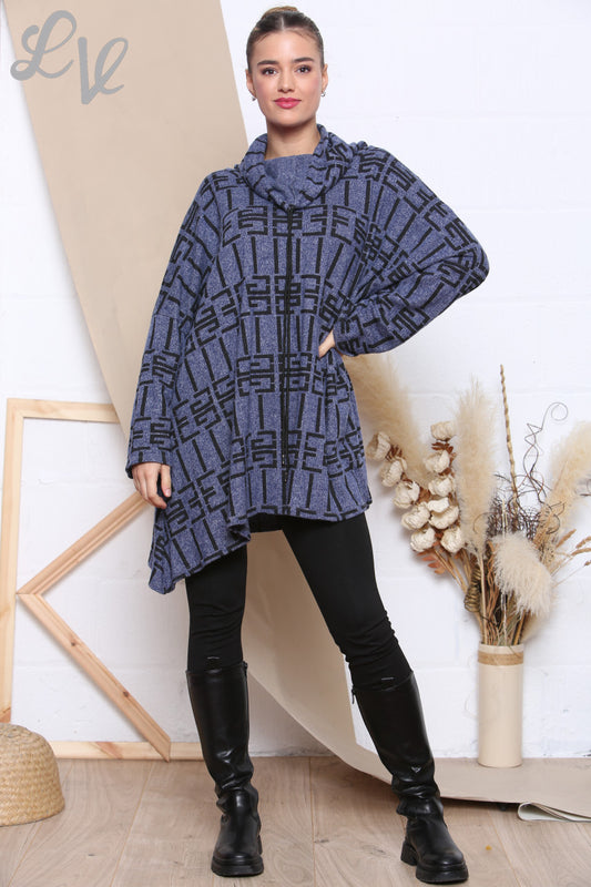Dames bedrukte tuniektop met strikhals marineblauw Prijs per eenheid €8,99