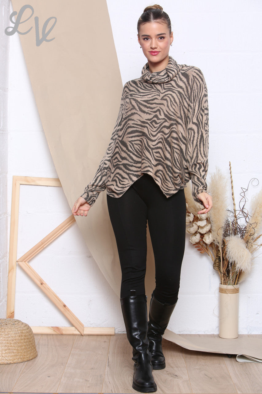 Dames coltrui met dierenprint taupe Stukprijs WAS €13,99 NU €6,99