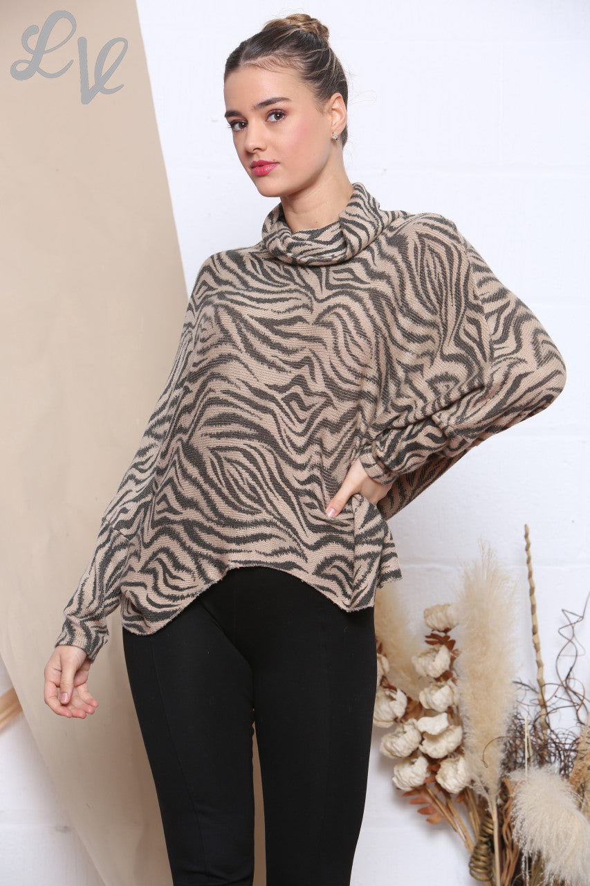 Dames coltrui met dierenprint taupe Stukprijs WAS €13,99 NU €6,99
