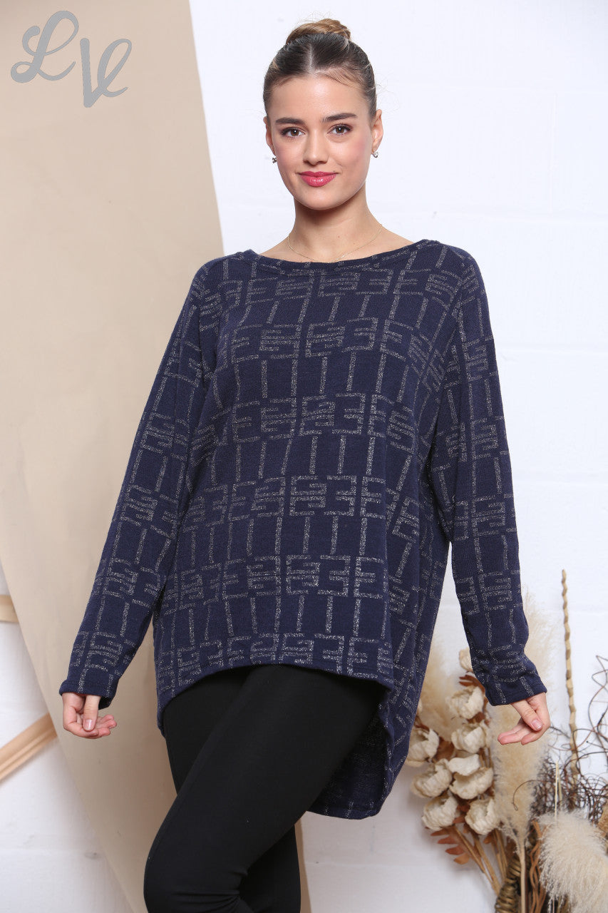 Dames Sparkle Print Top Marine Per stuk WAS € 9,99 NU € 4,99