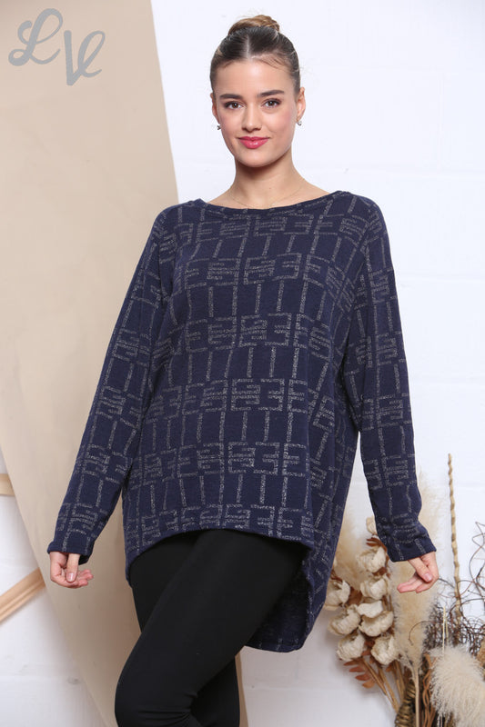 Dames Sparkle Print Top Marine Per stuk WAS € 9,99 NU € 4,99