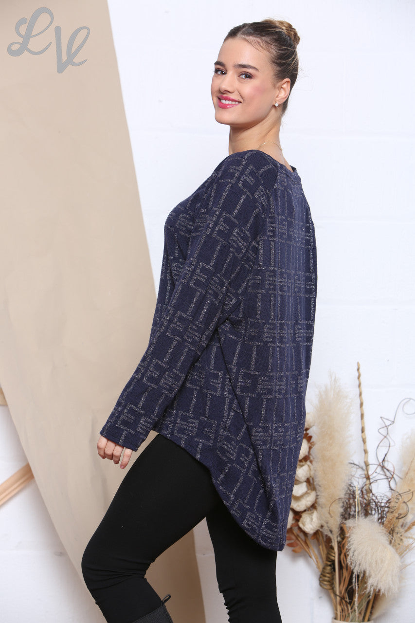 Dames Sparkle Print Top Marine Per stuk WAS € 9,99 NU € 4,99
