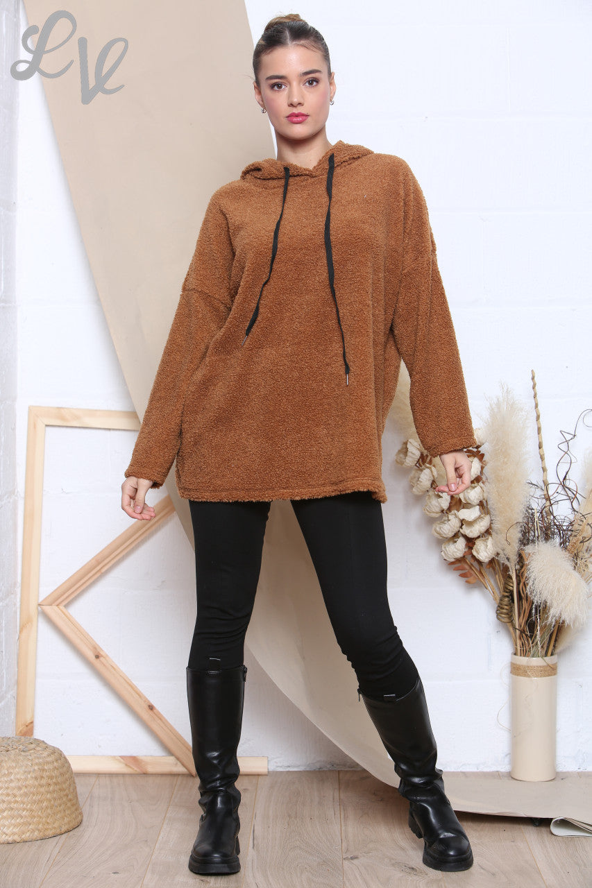 Ladies Teddy Hooded Top Tan Unit Price WAS £12.99 NOW £8.99