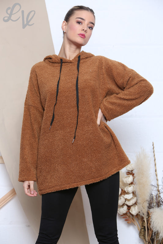 Dames Teddy Hoodie Beige Stukprijs WAS €12,99 NU €8,99
