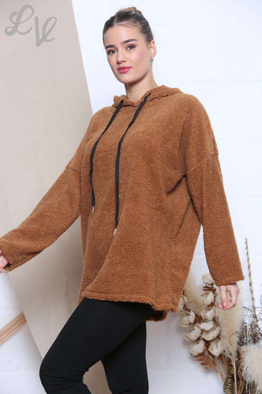 Ladies Teddy Hooded Top Tan Unit Price WAS £12.99 NOW £8.99