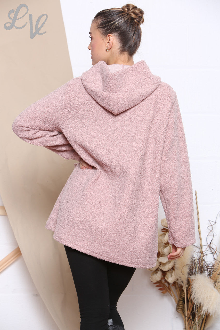 Ladies Teddy Bear Zip Front Hooded Jacket Dusty Pink Unit Price WAS £16.99 NOW £10.99