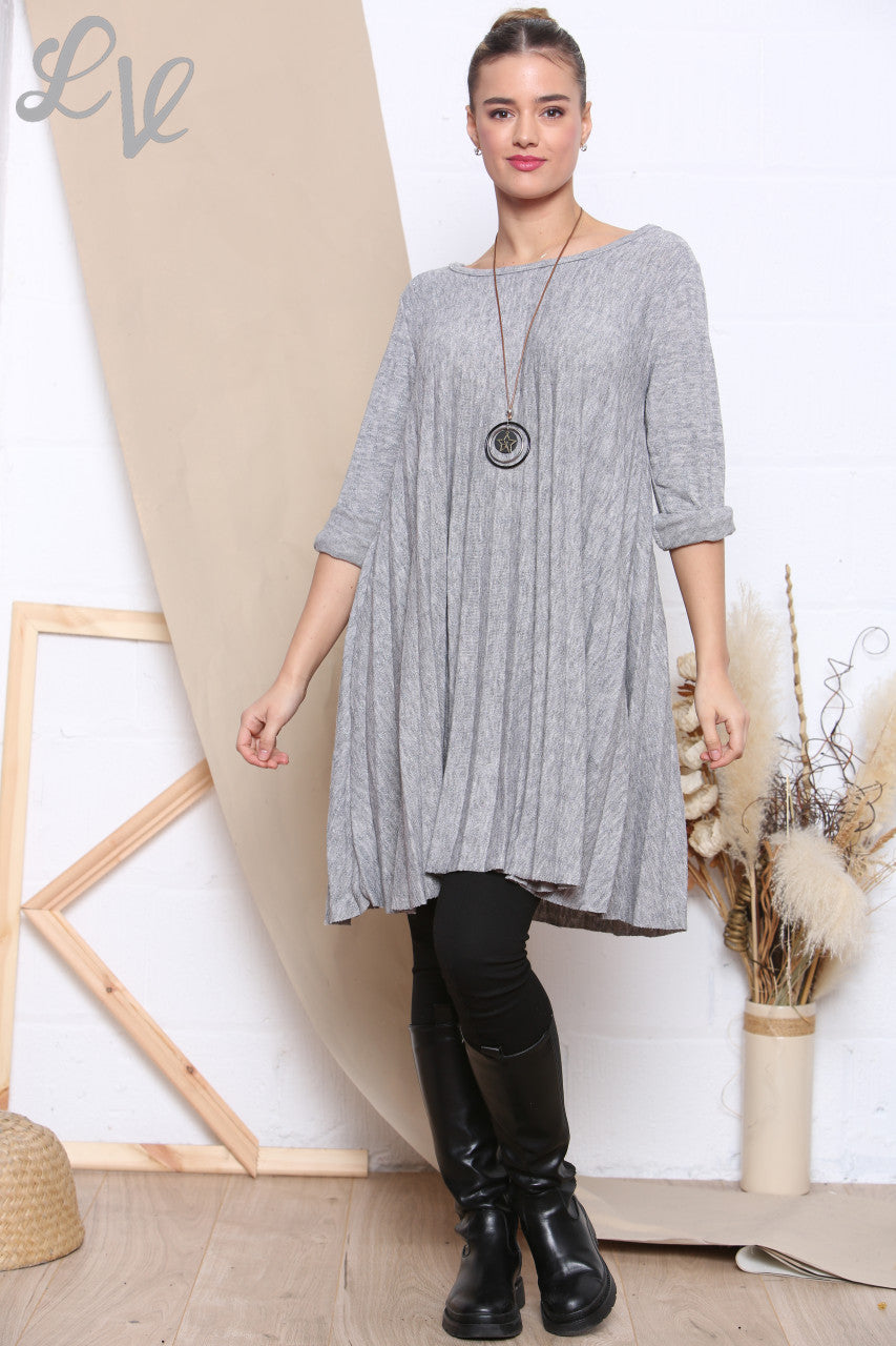 Dames Sparkle Print Plissé Onderkant Tuniek Top Grijs Per stukprijs WAS €9,99 NU €4,99