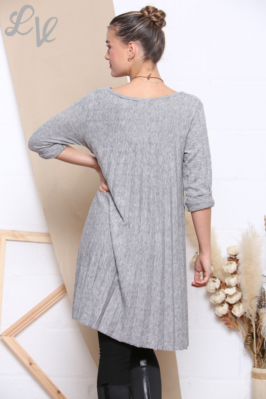 Dames Sparkle Print Plissé Onderkant Tuniek Top Grijs Per stukprijs WAS €9,99 NU €4,99