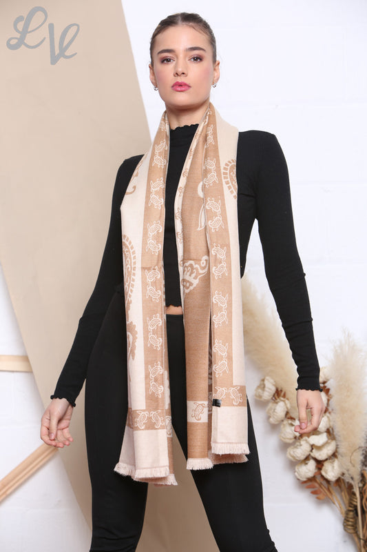 Dames Sjaal met Paisleyprint Tan Normale prijs WAS € 8,99 NU € 4,99