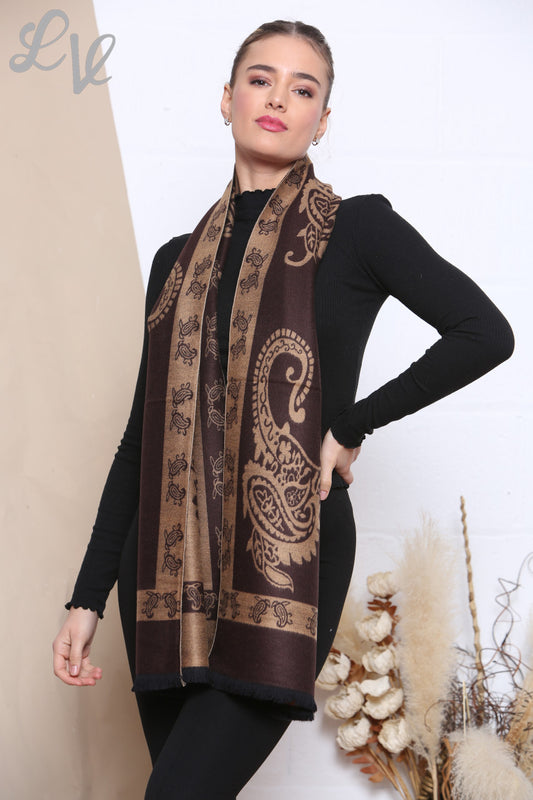 Dames Paisley Sjaal Bruin Stukprijs WAS €8,99 NU €4,99