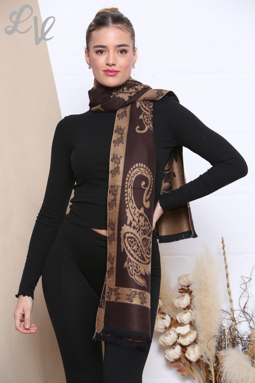 Dames Paisley Sjaal Bruin Stukprijs WAS €8,99 NU €4,99