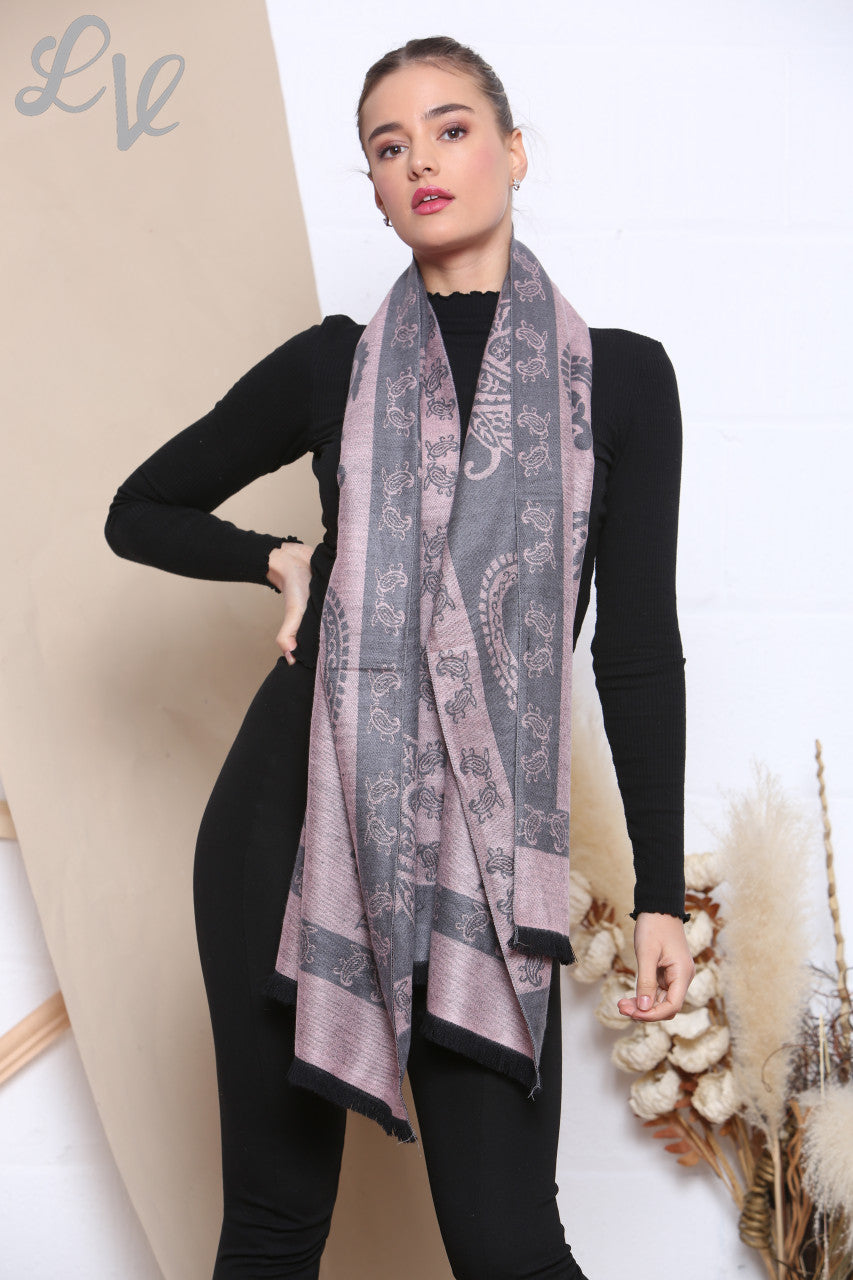 Dames Sjaal met Paisleyprint Grijs Stukprijs WAS € 8,99 NU € 4,99