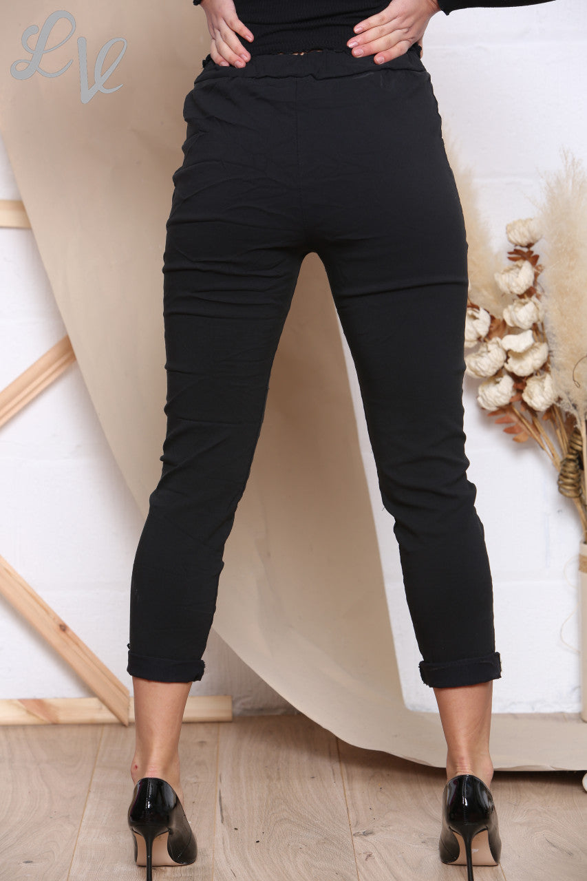Ladies Ripped Sequin Magic Trousers Black - Unit Price WAS £10.99 NOW £6.99