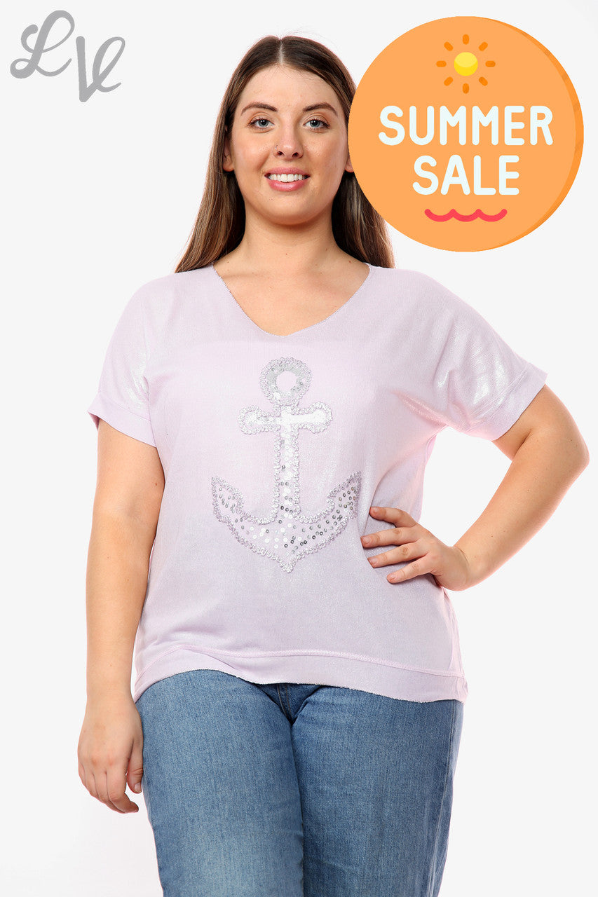 Ladies Shimmer Anchor Top Purple Unit Price WAS £9.99 NOW £5.99