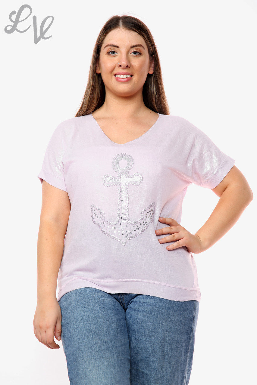 Ladies Shimmer Anchor Top Purple Unit Price WAS £9.99 NOW £5.99