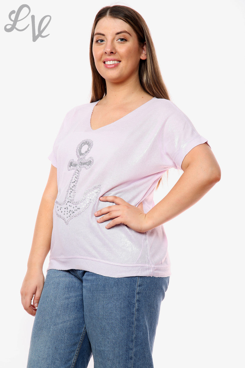 Ladies Shimmer Anchor Top Purple Unit Price WAS £9.99 NOW £5.99