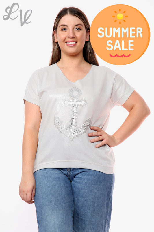 Ladies Shimmer Anchor Top Stone Unit Price WAS £9.99 NOW £5.99